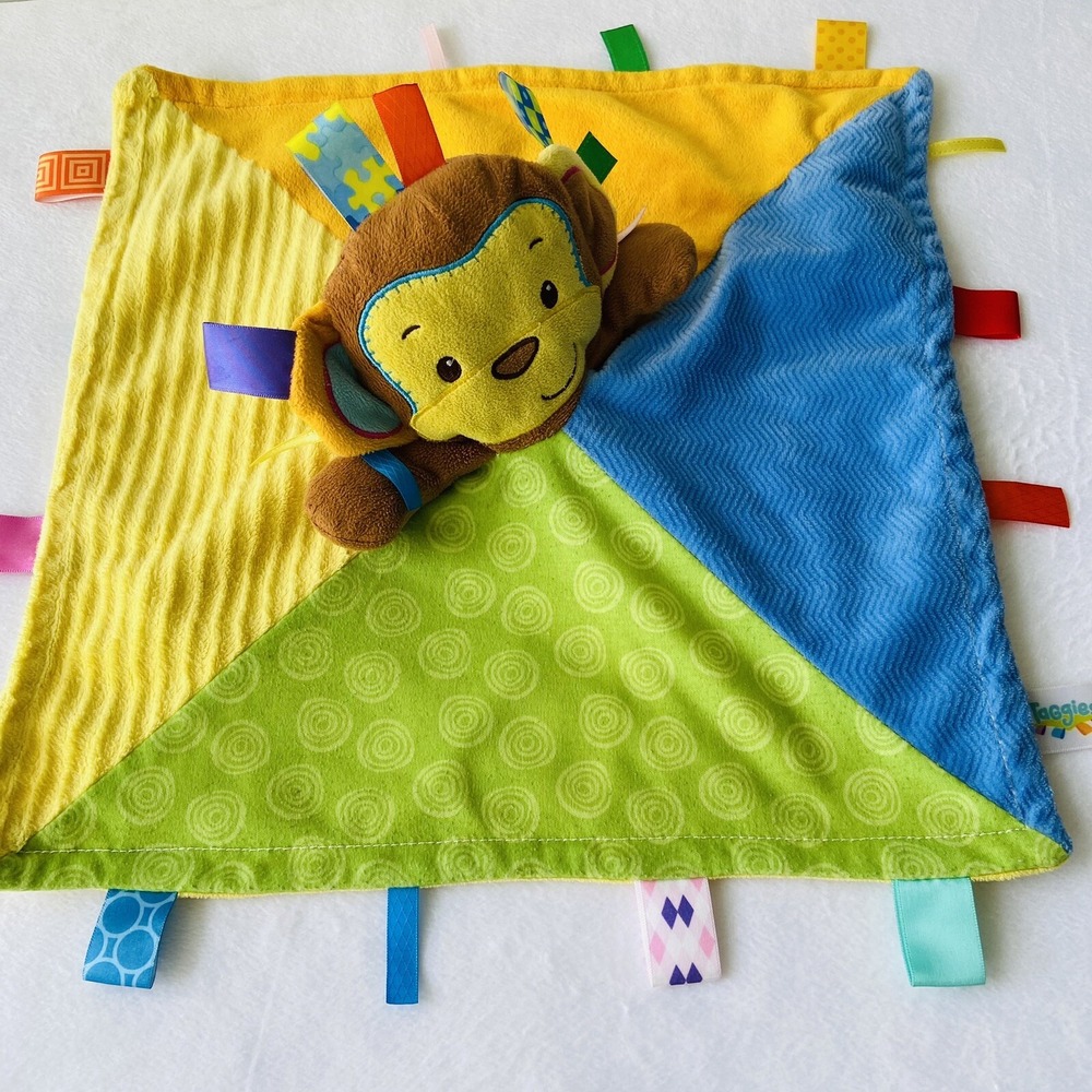 TagGies Monkey Patchkin Pals Lovey Security Blanket Plush baby soft toy yellow